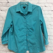 Talbots Womens Button Front Shirt Blue Long Sleeve Spread Collar 12 - $15.35