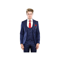 Men 3pc European Vested Suit WESSI by J.VALINTIN Extra Slim Fit JV12 Navy blue image 8