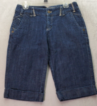 DKNY Jeans Bermuda Shorts Women&#39;s Size 6 Dark Blue Denim Cotton Pockets Low Rise - £18.13 GBP