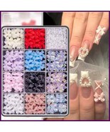 12 Grids Resin Bowknot Nail Charms – 3D Kawaii Colorful Decoration - $10.92 CAD