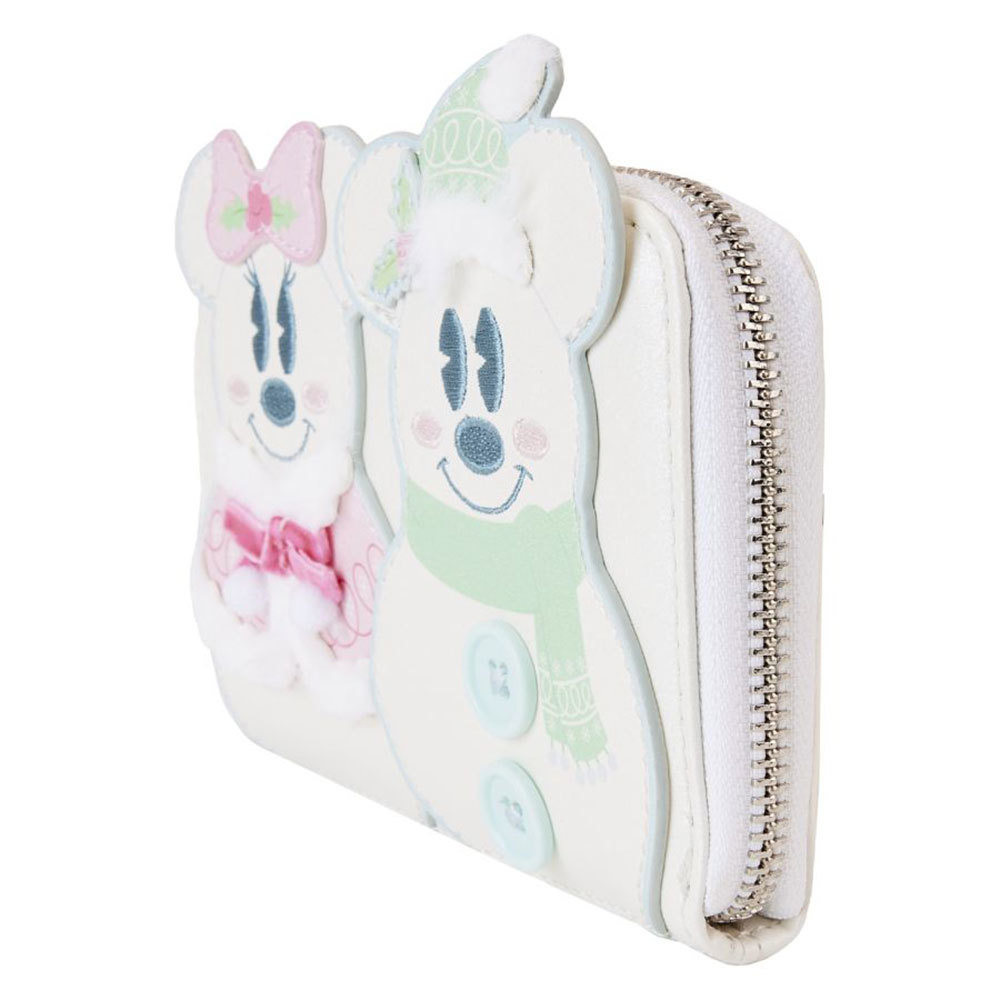 Disney Mickey &amp; Minnie Pastel Snowman Zip Around Wallet - $63.41