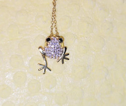 2Ct Round Cut Real  Moissanite Pretty Frog Pendant 14K Yellow Gold Plated Silver - $280.49