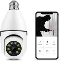 1080P 360 Rotation Auto Tracking Panorama Camera Bulb Night Vision Wirel... - £22.04 GBP