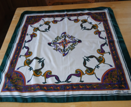 9TH CENTURY CELTIC ART POLYESTER SCARF-WORN ONCE-GREAT PATTERN-30.5&quot;x29.... - $11.99