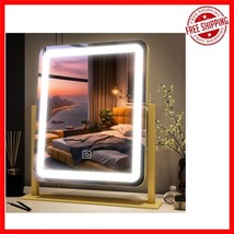 Luxury 15&quot;x12.6&quot; Lighted Makeup Mirror – Adjustable Brightness &amp; Gold Fi... - $1,174.57 MXN