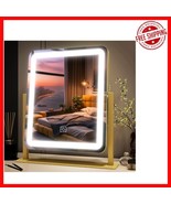 Luxury 15&quot;x12.6&quot; Lighted Makeup Mirror – Adjustable Brightness &amp; Gold Fi... - $1,174.57 MXN