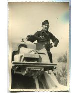 German WWII Photo Wehrmacht Tankman Officer on Trophy French Tank 03566 - £11.19 GBP