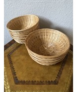 Vtg Set Of 9 Wicker Woven Basket Bowls Boho Decor Serving Bowl  - 8” x8”... - $753.77 MXN