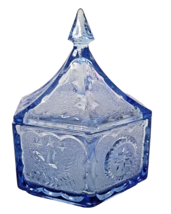 Vintage American Colonial Glass Tiara BLUE CANDY DISH with Lid Eagle Americana - £15.59 GBP
