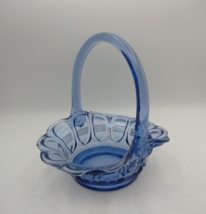 Vintage Fenton Periwinkle Blue Glass Oval Barred Basket Translucent 7.5"... - $15.83