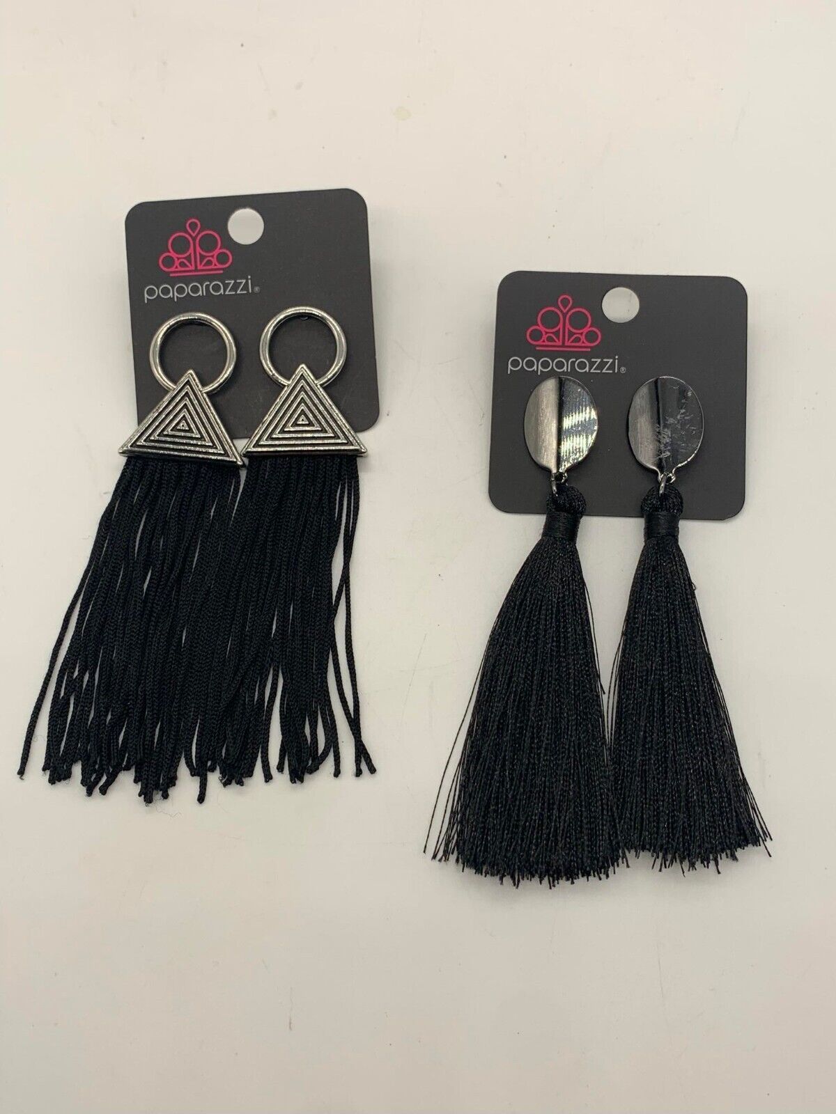 New 2 Pair Paparazzi Black Fringe Tassel Earrings  - $9.90