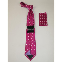 Men's Stacy Adams Tie and Hankie Set Woven Silky #Stacy115 Fuchsia Polka dot image 2