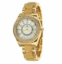 NEW Tavan 9339 Women&#39;s Careen Collection Crystal Bezel Two Tone Gold/Beige Watch - £24.99 GBP