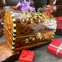 Trinket hand carved wooden box, gift treasure box burl thuya wood Mexican coffer - £149.56 GBP
