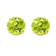 2 CT Round-Cut Peridot Birthstone Solitaire Stud Earrings 14K Yellow Gold Plated - £22.05 GBP