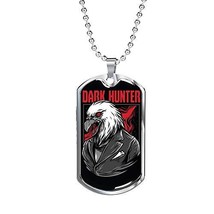 Express Your Love Gifts Dark Hunter Necklace Engraved 18k Gold Dog Tag 24&quot; Chain - £54.77 GBP