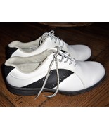 EUC FootJoy White/Black Leather 48425 Golf Shoes Cleats Women&#39;s Size 9 M - $39.09