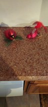 2 Vintage Bird Clip-on Glass Christmas Ornaments Germany Cardinal Red Gl... - $371.47 MXN