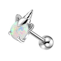 Body Punk 16g Cute Cartilage Earring Opal Center Helix Stud Conch Rings Tragus P - £14.09 GBP