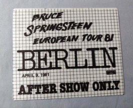Bruce Springsteen 1981 European Tour Berlin Backstage Pass Cloth - £46.74 GBP