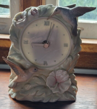 Porcelain Humming Bird Clock Decorative Shelf  Sitting Collectible China... - $15.99