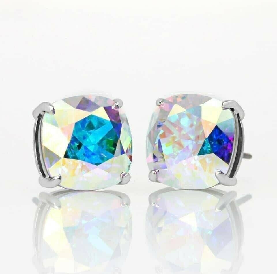 Origami Owl Silver Clara Stud Earrings w/ Aurora Borealis AB Swarovksi Crystals - $39.95