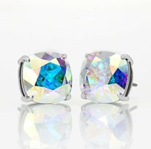 Origami Owl Silver Clara Stud Earrings w/ Aurora Borealis AB Swarovksi Crystals - £31.41 GBP