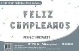 16&quot; Silver Foil Balloons Feliz Cumpleaños Banner Decoration Event Party - £12.54 GBP