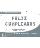 16&quot; Silver Foil Balloons Feliz Cumpleaños Banner Decoration Event Party - €13,45 EUR