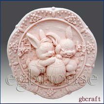 2D Silicone Soap Mold – Sunnyside Bunnies &amp; Egg - $22.65