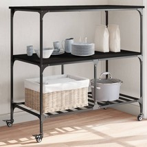  Kitchen Trolley Black 39.4"x19.7"x37.4" Engineered Wood - $4,297.43 MXN