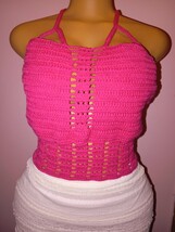 Crochet crop top, summer top, summer vest, halter top - $40.00