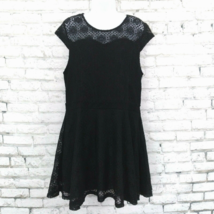 Papillon Dress Womens XL Black Lace Overlay Short Cap Sleeve Cut Out Back LBD - £19.77 GBP