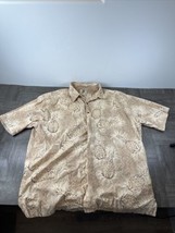 Kahala Shirt Mens XL Brown Short Sleeve Button Up Hawaiian Pineapple - £12.50 GBP
