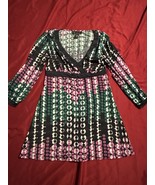 INC International Concepts Dress Women&#39;s S Black Green Pink Abstract Print - $22.95