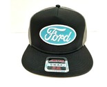 Otto Flat Brim Baseball Cap Embroidered Ford Patch Mesh Snapback Black Teal - $21.77