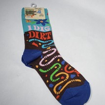 BlueQ I Dig Dirt Women&#39;s Crew Socks Gardening Worms Novelty Humor Size 5-10 NWT - £11.12 GBP