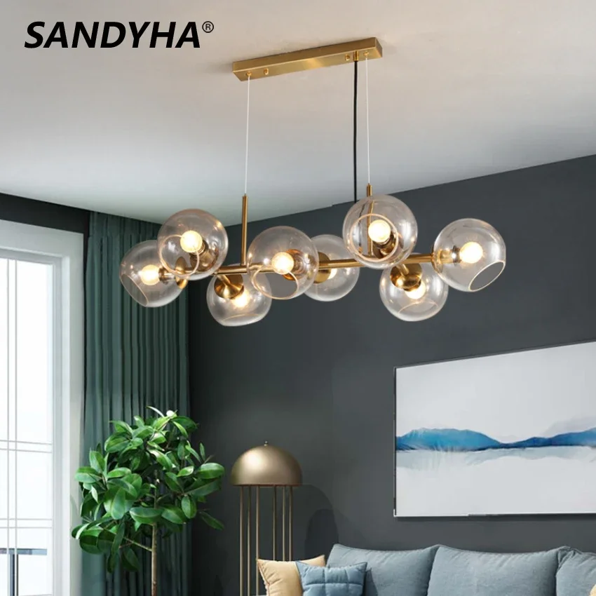 Ing chandeliers gold black glass ball magic bean pendant lights for kitchen dining room thumb200