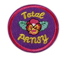Total Pansy Iron On Patch 2.5&quot; Embroidered Applique Sensitive Purple Pink Flower - £3.95 GBP