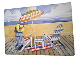 Adirondack Chairs Umbrella Placemats Set of 4 Vinyl Beach House Foam Bac... - $36.14