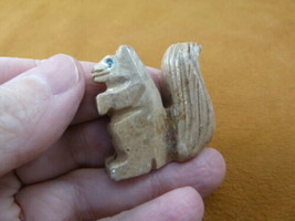 Y-SQU-23) little tan gray SQUIRREL stone carving SOAPSTONE PERU love squ... - $8.59