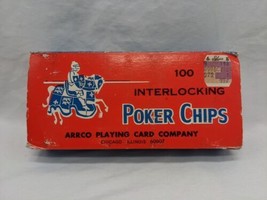 100 Vintage Arrco Interlocking Red White Blue Playing Card Poker Chips - £7.77 GBP