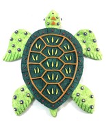 Bright Swimming Sea Turtle Hand Painted Resin Wall Art 10.5”x9.5” - $8.98