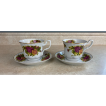 Crown Imperial Fine China Made In Romania Set Of 2 Tea Cups And Saucers - $16.82