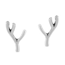 Nature-Inspired Majestic Deer Antlers Sterling Silver Stud Earrings - $10.29