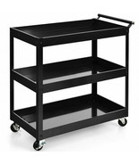 3-Tier Utility Cart Rolling Metal Cart with Handle and Universal Wheels-... - $142.14