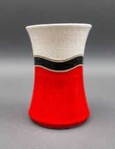 Charles Chrisco Signed Red Black White Raku Crackle Raku Art Pottery Vas... - $1,491.79 MXN