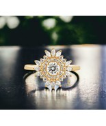 1.10 TCW Round Cut Halo Cluster Moissanite Diamond Engagement Ring Marqu... - €129,43 EUR