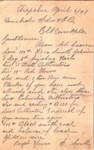 1898 Handwritten Letter A Smith Oklahoma Territory Bonebreak Hardware Co Coal - £29.57 GBP