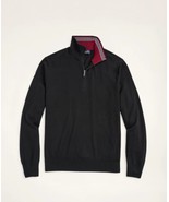 Brooks Brothers 1/4 Zip Sweater Mens S Black Merino Wool Italian Yarn Pu... - €45,99 EUR